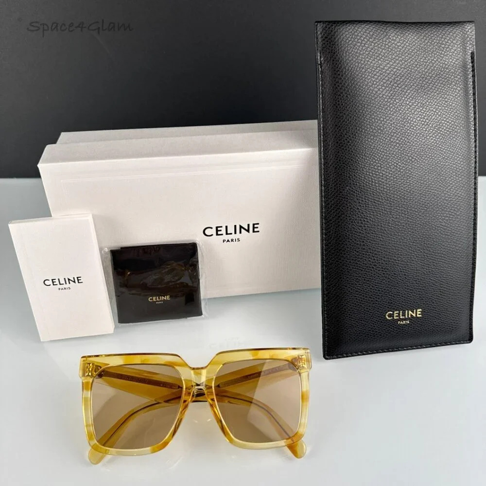 Celine Yellow Transparent Frame Sunglasses with Brown Lenses